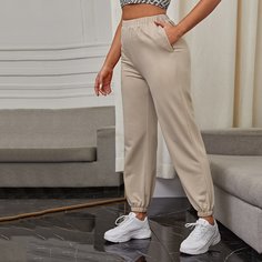 Однотонные джоггеры с эластичной талией Shein