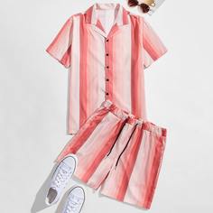 Мужская рубашка и шорты в полоску Shein