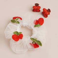 Резинка для волос с принтом фруктов и 2шт коготь для волос Shein