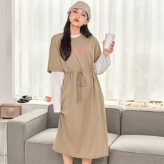 Платье с текстовым рисунком без белой футболки Shein