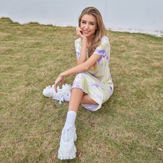 с карманами тай дай Повседневный Домашнее платье Shein