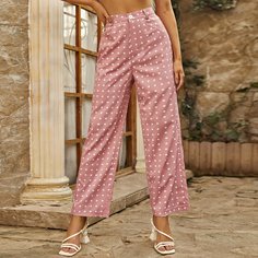 Широкие брюки в горошек Shein