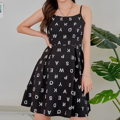 Открытая спина буква Повседневный Платье Shein