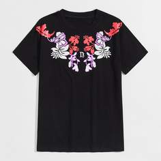 Цветочный Повседневный Мужские футболки Shein