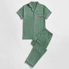 с вышивкой Цветочный принт Повседневный Мужская домашняя одежда Shein