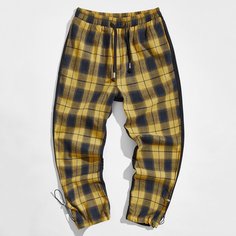 Мужские брюки на кулиске в клетку Shein