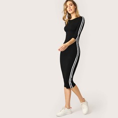 Платье-карандаш с полосками по бокам Shein