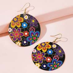 Круглые серьги-подвески с цветом 1 пара Shein