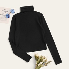 Трикотажная футболка с высоким вырезом Shein