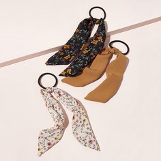 Резинки для волос с бантом и цветочным узором 3шт Shein