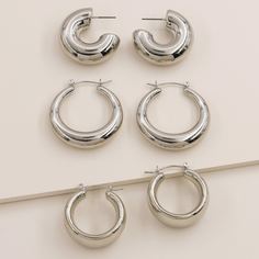 3pairs Простые геометрические серьги-кольца Shein