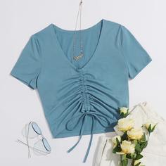 Однотонный топ на кулиске Shein