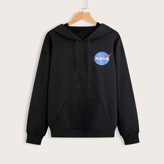 Черный на кулиске Текст Повседневный Свитшоты Shein