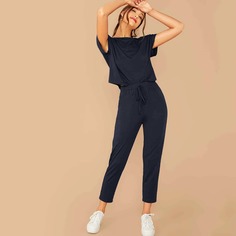 Однотонный топ и брюки с узлом Shein
