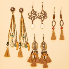 4 пары серьги-подвески с бахромой Shein