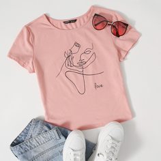 Топ с оригинальным принтом Shein