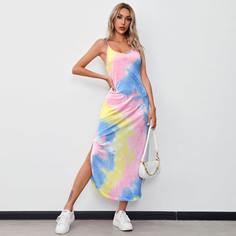 Платье на бретелях с принтом тай дай Shein