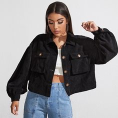 Однобортная вельветовая куртка Shein