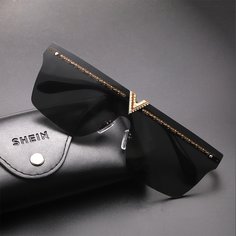 Мужские солнцезащитные очки с плоскими линзами без оправы Shein