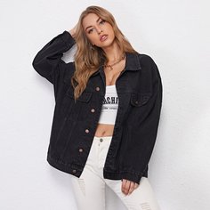 Джинсовая однобортная куртка Shein