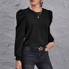 Однотонный свитшот с пышным рукавом Shein