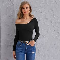 Асимметричная трикотажная футболка Shein