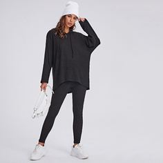 Топ с капюшоном и леггинсы Shein