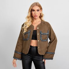 Куртка с пуговицами и рукавом реглан Shein