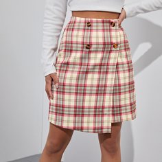 Юбка в клетку с пуговицами Shein