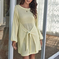 Трикотажное платье с рукавами-фонариками Shein