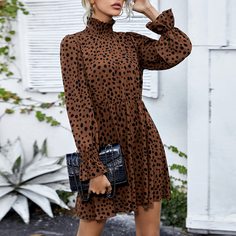 Оборка Принт Элегантный Платье Shein