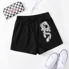 на кулиске Животный Повседневный Шорты Shein