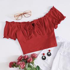 Топ с открытыми плечами и узлом Shein