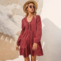 узел Принт Бохо Платье Shein