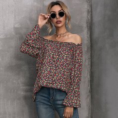 Топ с открытыми плечами и цветочным принтом Shein