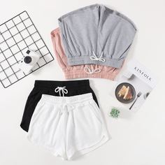 4шт шорты на кулиске Shein
