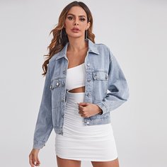 Джинсовая куртка с карманом Shein