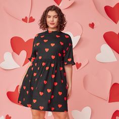 Оборка Сердечко Повседневный Платья размер плюс Shein