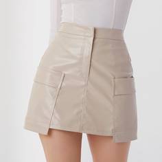 на молнии Одноцветный Элегантный Юбки Shein