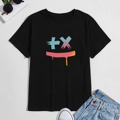 Мужская футболка с коротким рукавом с графическим принтом Shein