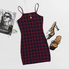 Клетчатый Повседневный Платья размер плюс Shein