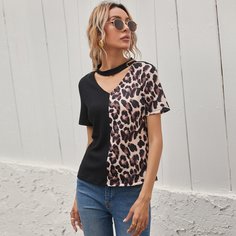 Футболка с леопардовым принтом Shein