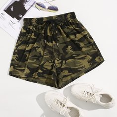 на кулиске Камуфляж Спортивный Шорты Shein