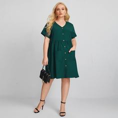 Платье размера плюс с карманами Shein