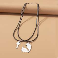 2шт ожерелье с половинным сердечком Shein