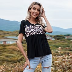 Леопардовый Повседневный Футболки Shein