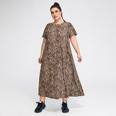 Платье размера плюс с леопардовым принтом Shein