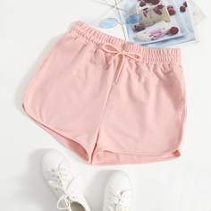 на кулиске Одноцветный Повседневный Шорты Shein