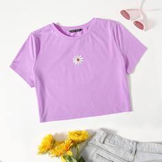 Короткий топ с цветочной вышивкой Shein