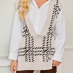 Трикотажный жилет с глубоким воротником Shein